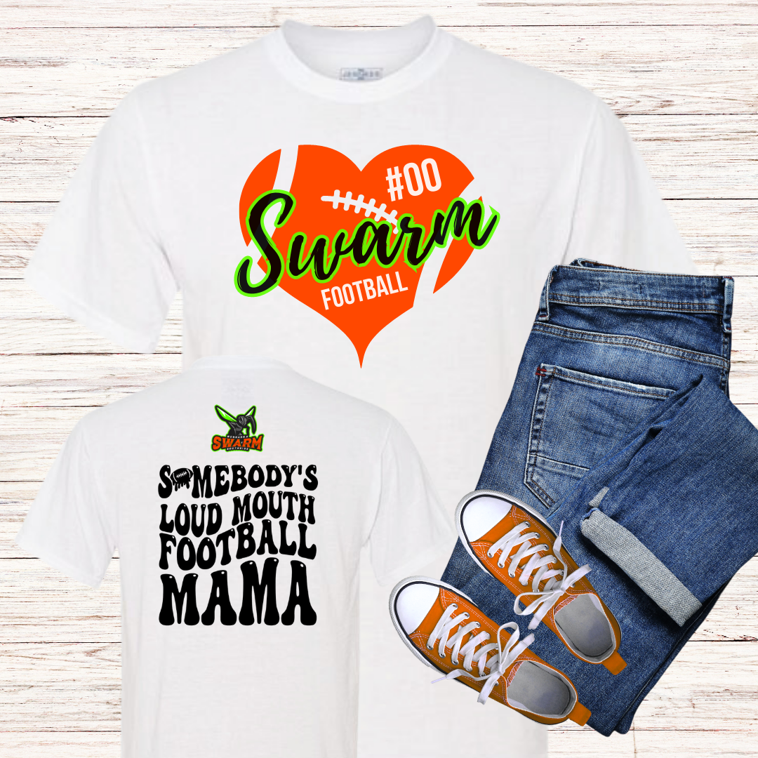 Somebody's Loudmouth Swarm Football Mama Softstyle Tee
