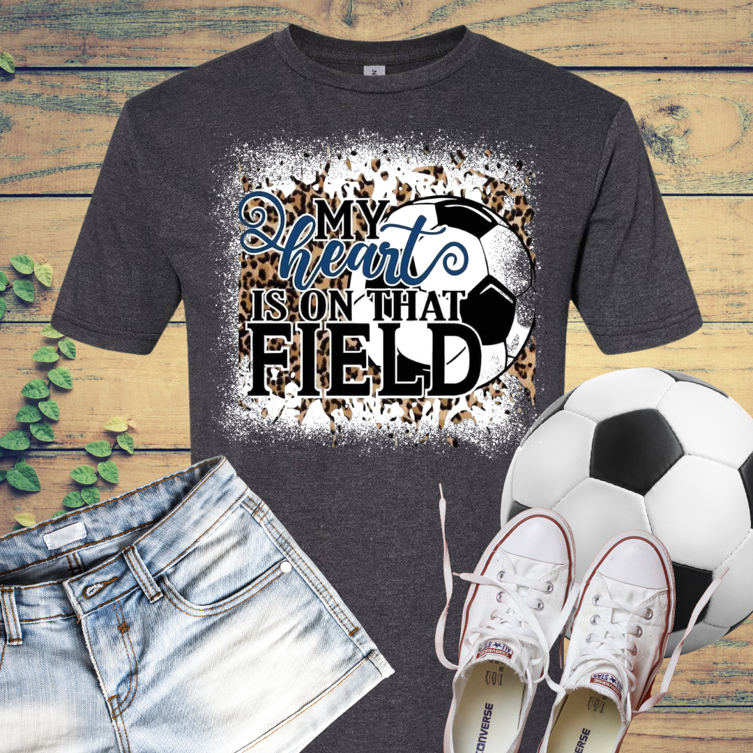 My Heart is on That Soccer Field Bleached T-Shirt