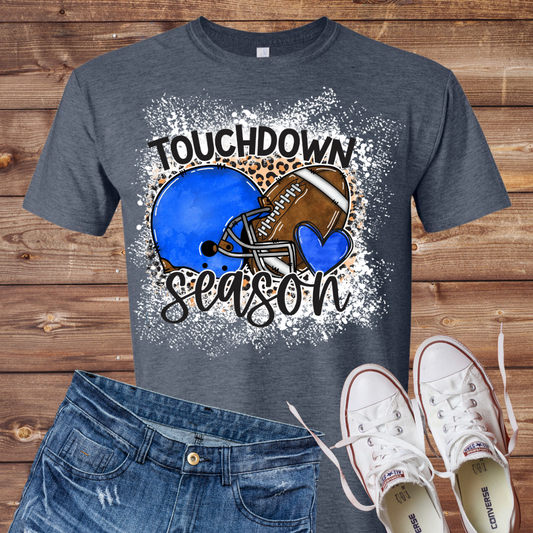 Royal Blue Touchdown Season Bleached T-Shirt