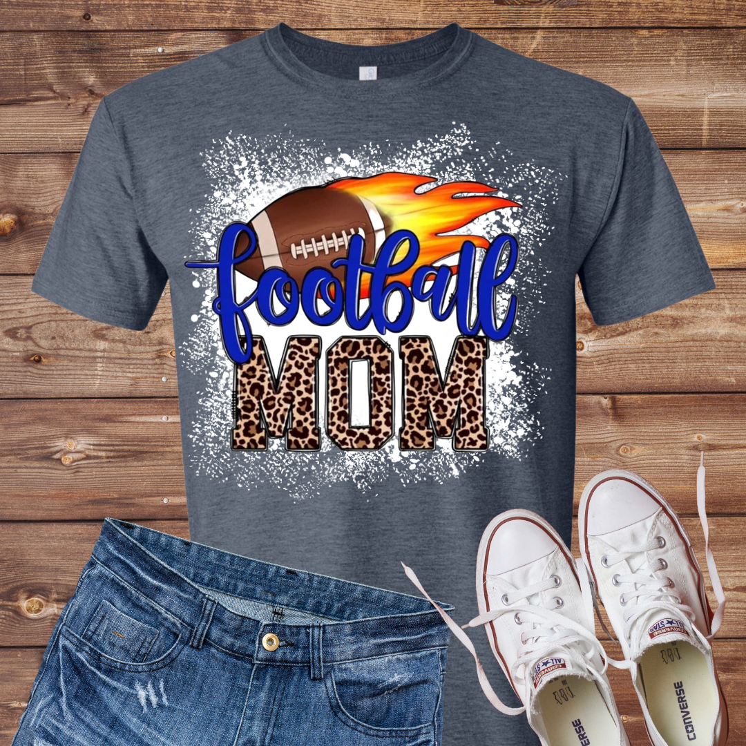 Royal Blue Flaming Football Bleached T-Shirt
