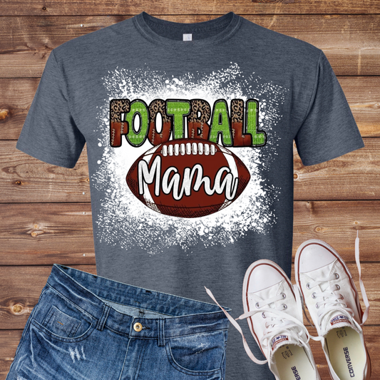 Football Mama Doodle Letters Bleached T-Shirt