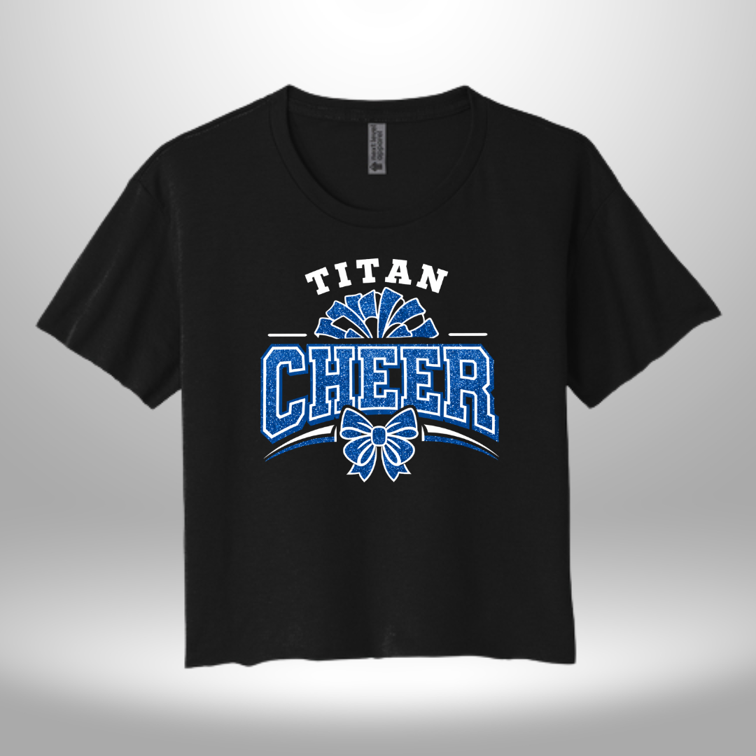 PAPILLION TITANS CHEER FAUX GLITTER T-SHIRT, LONG SLEEVE T-SHIRT, SWEATSHIRT, OR HOODIE