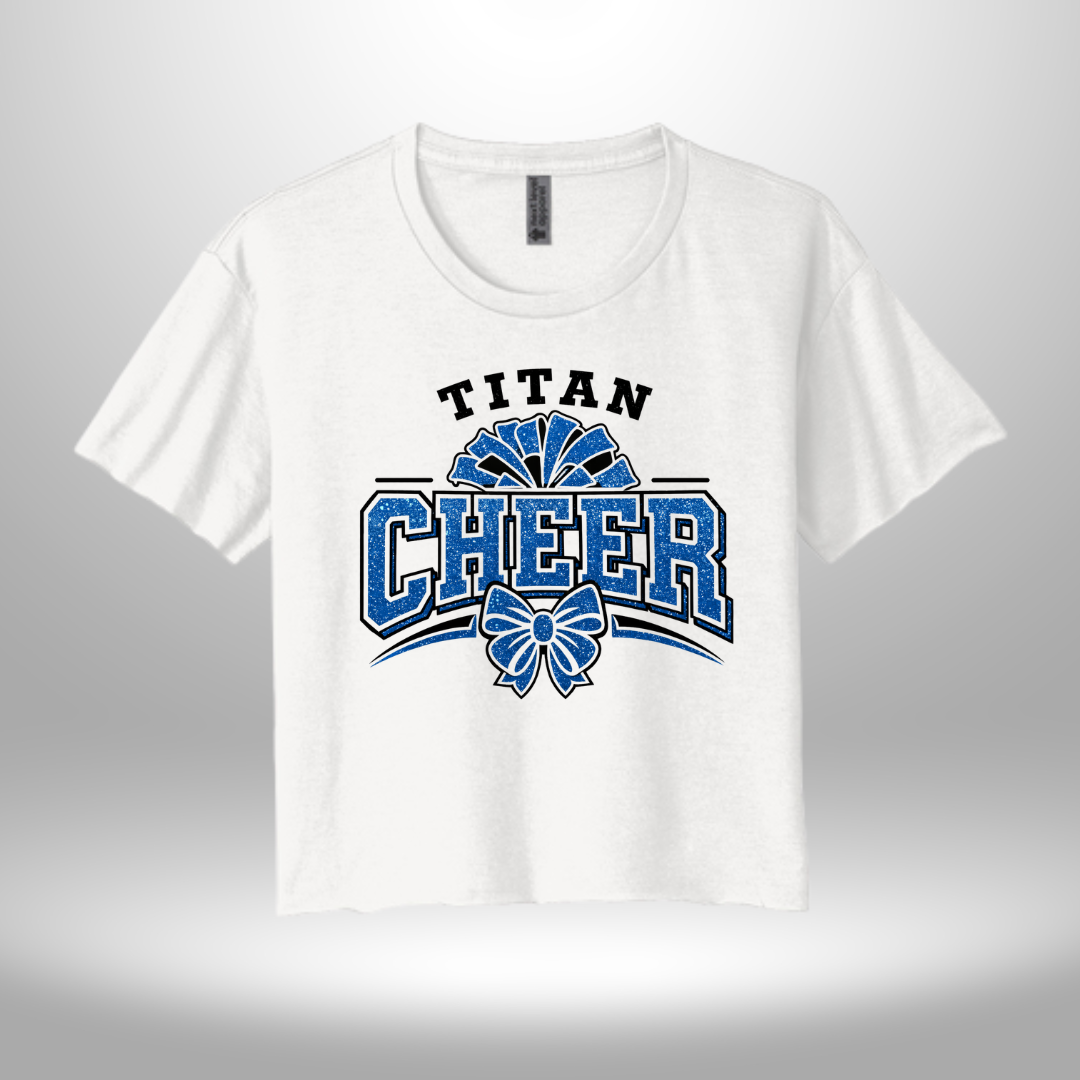 PAPILLION TITANS CHEER FAUX GLITTER T-SHIRT, LONG SLEEVE T-SHIRT, SWEATSHIRT, OR HOODIE