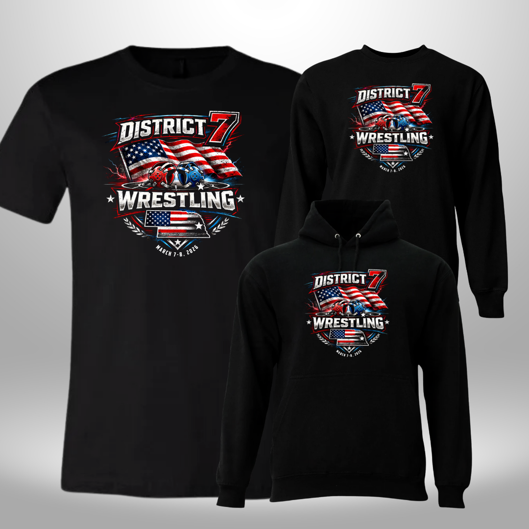 2026 District 7 Wrestling Champ & Qualifier T-Shirt, Crewneck, or Hoodie