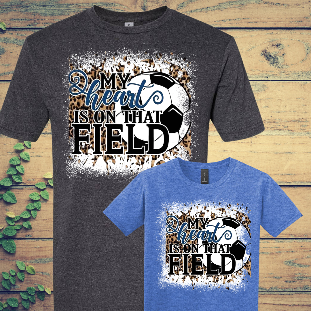 My Heart is on That Soccer Field Bleached T-Shirt