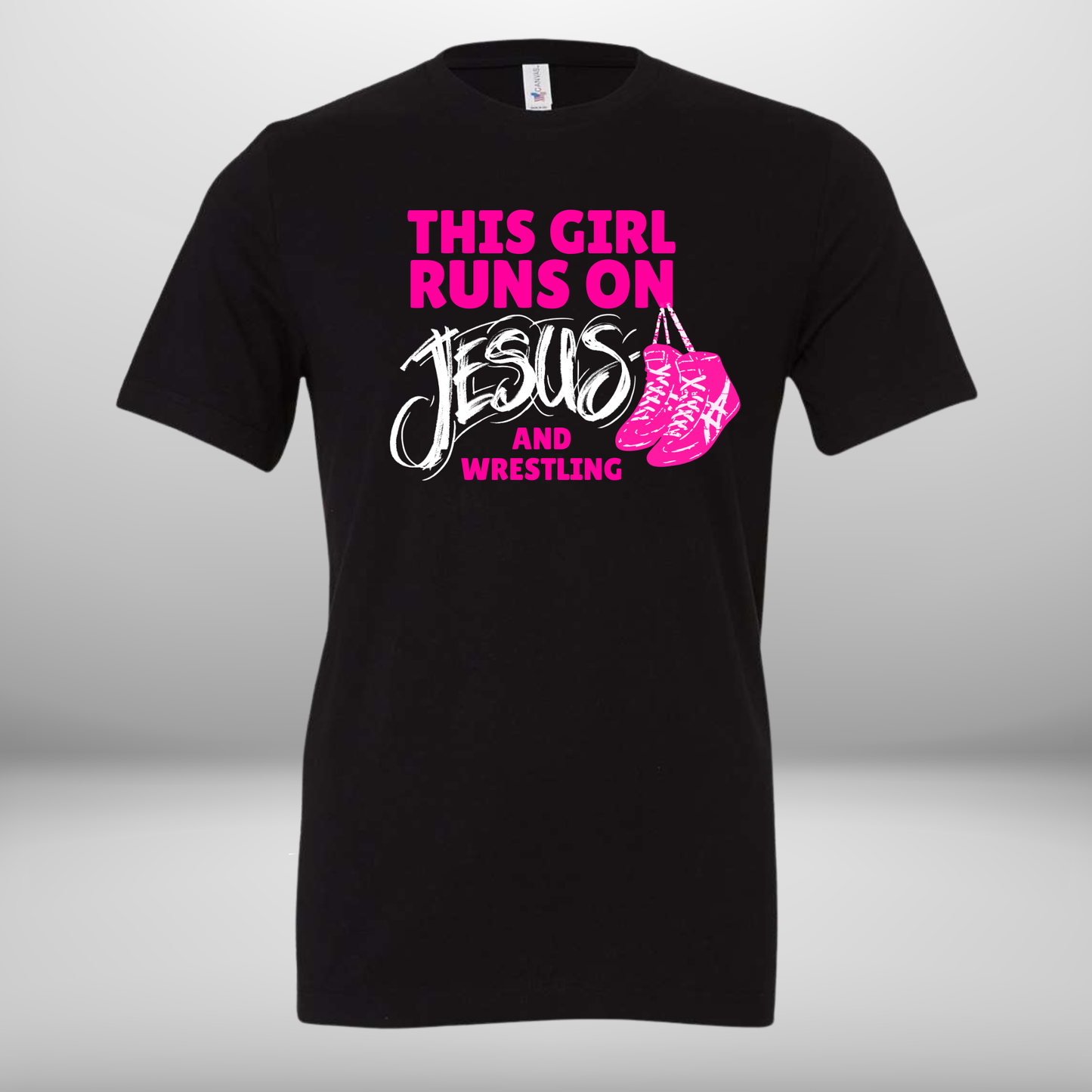 "This Girl Runs on Jesus and Wrestling" T-Shirt