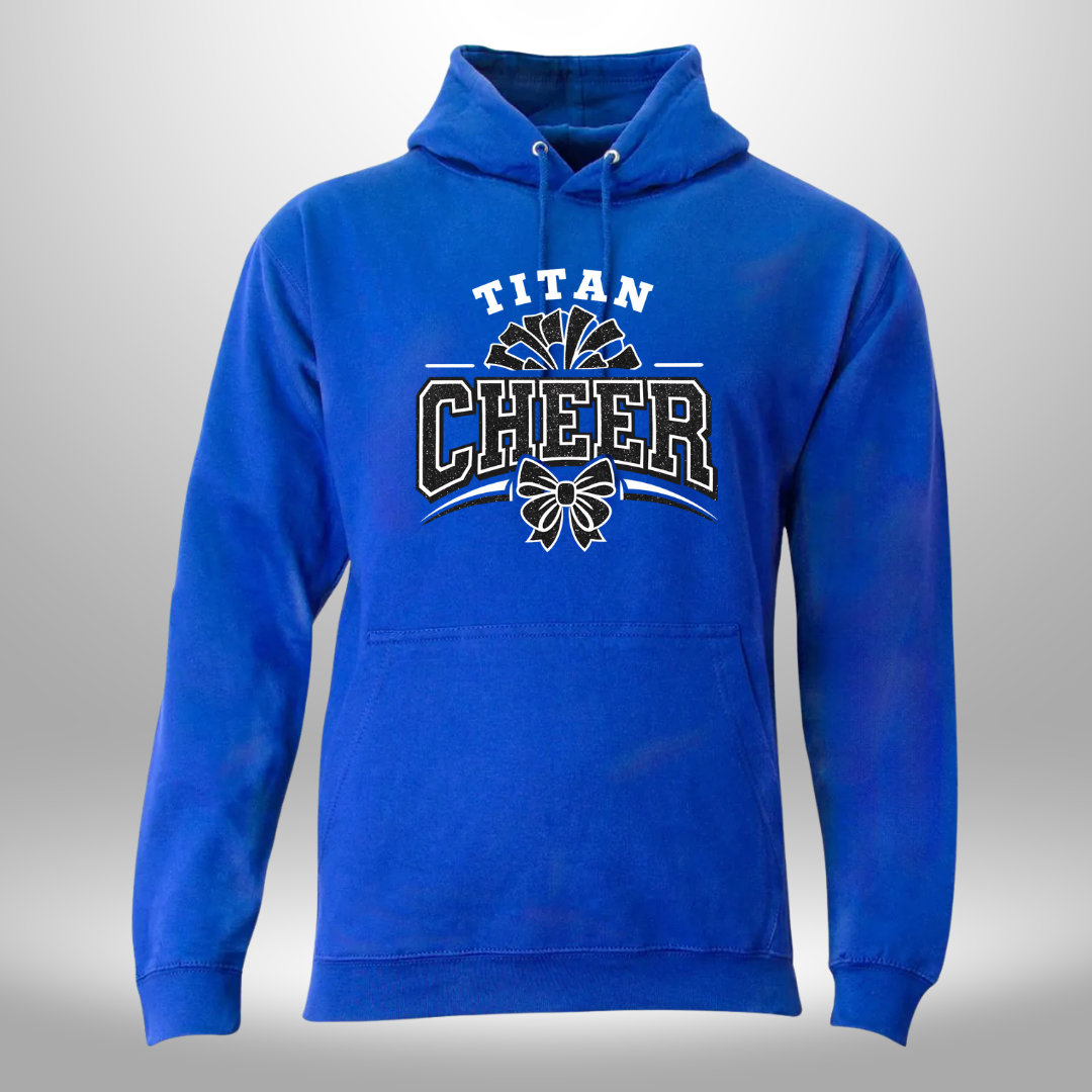 PAPILLION TITANS CHEER FAUX GLITTER T-SHIRT, LONG SLEEVE T-SHIRT, SWEATSHIRT, OR HOODIE