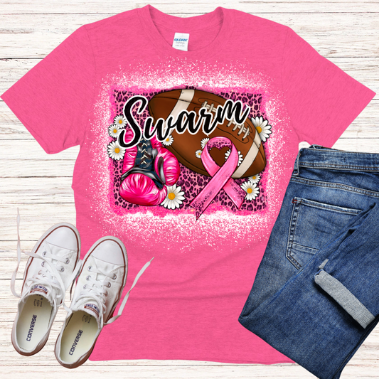 Swarm Pink Breast Cancer Bleached Tee