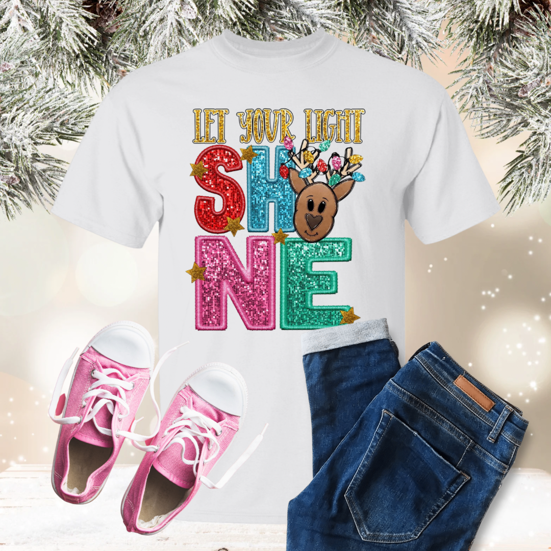 Faux Glitter Let Your Light Shine Toddler and Youth TShirt