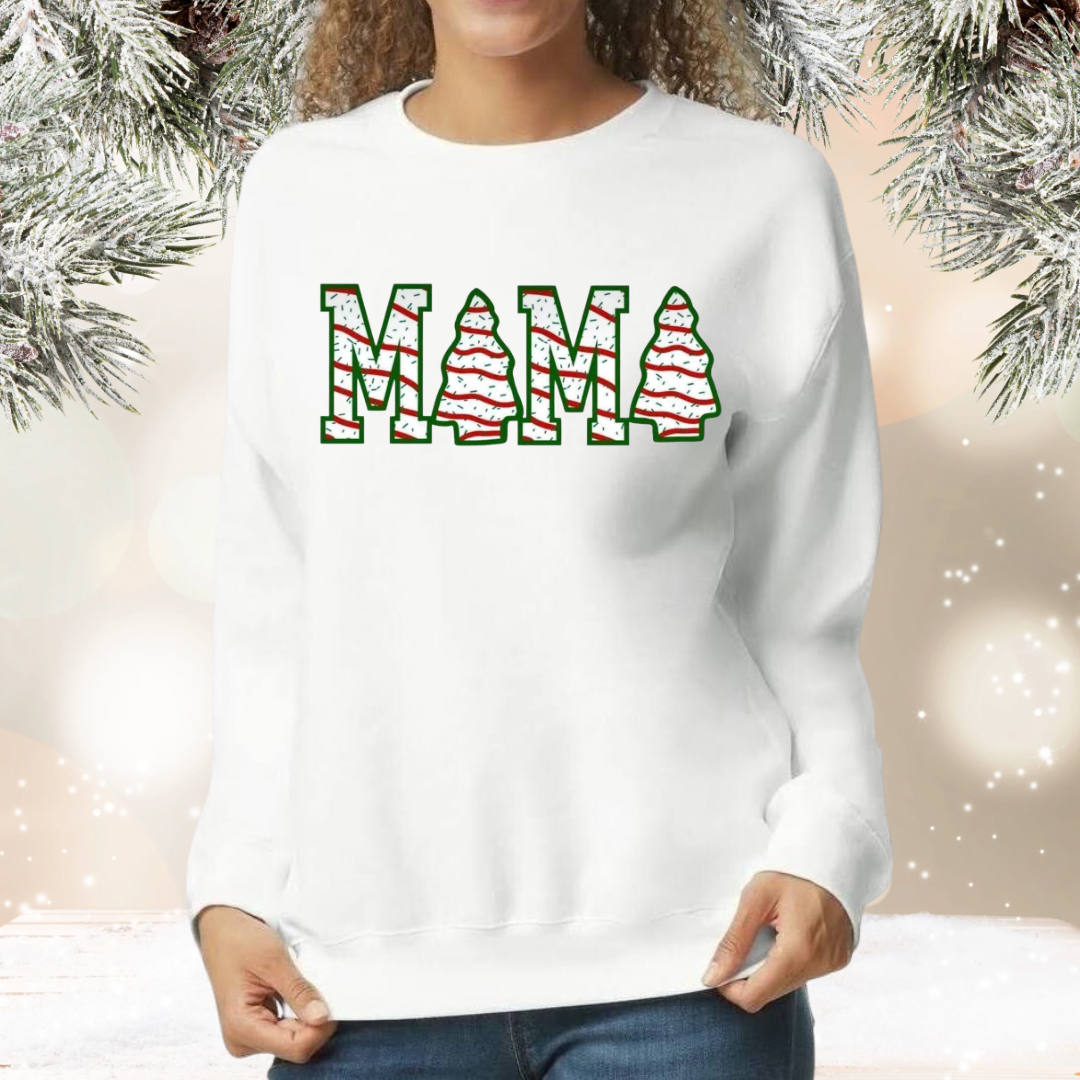 Mama Christmas Tree Cake Crew Neck Sweatshirt