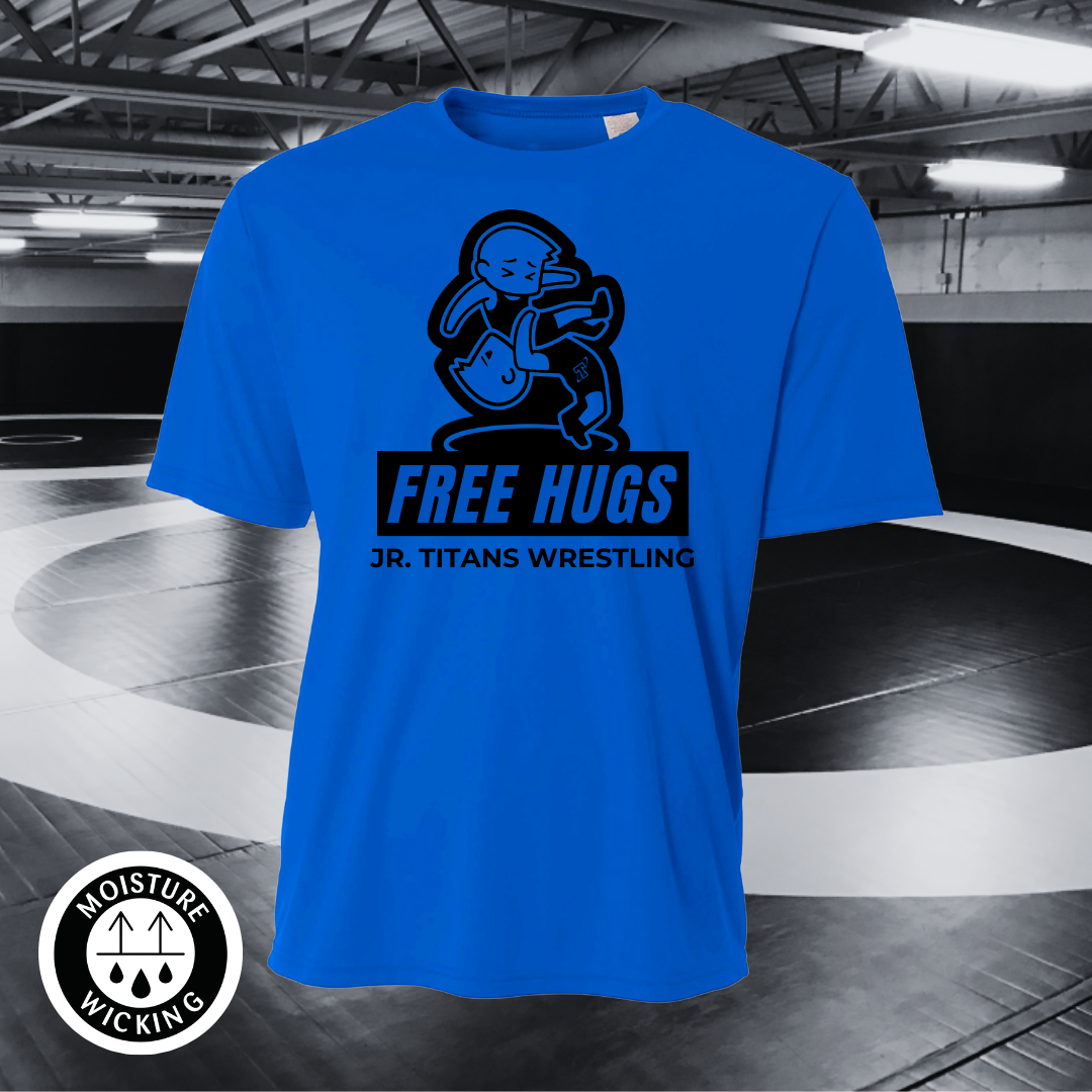 Jr. Titans Wrestling Free Hugs Performance Adult & Youth T-Shirt