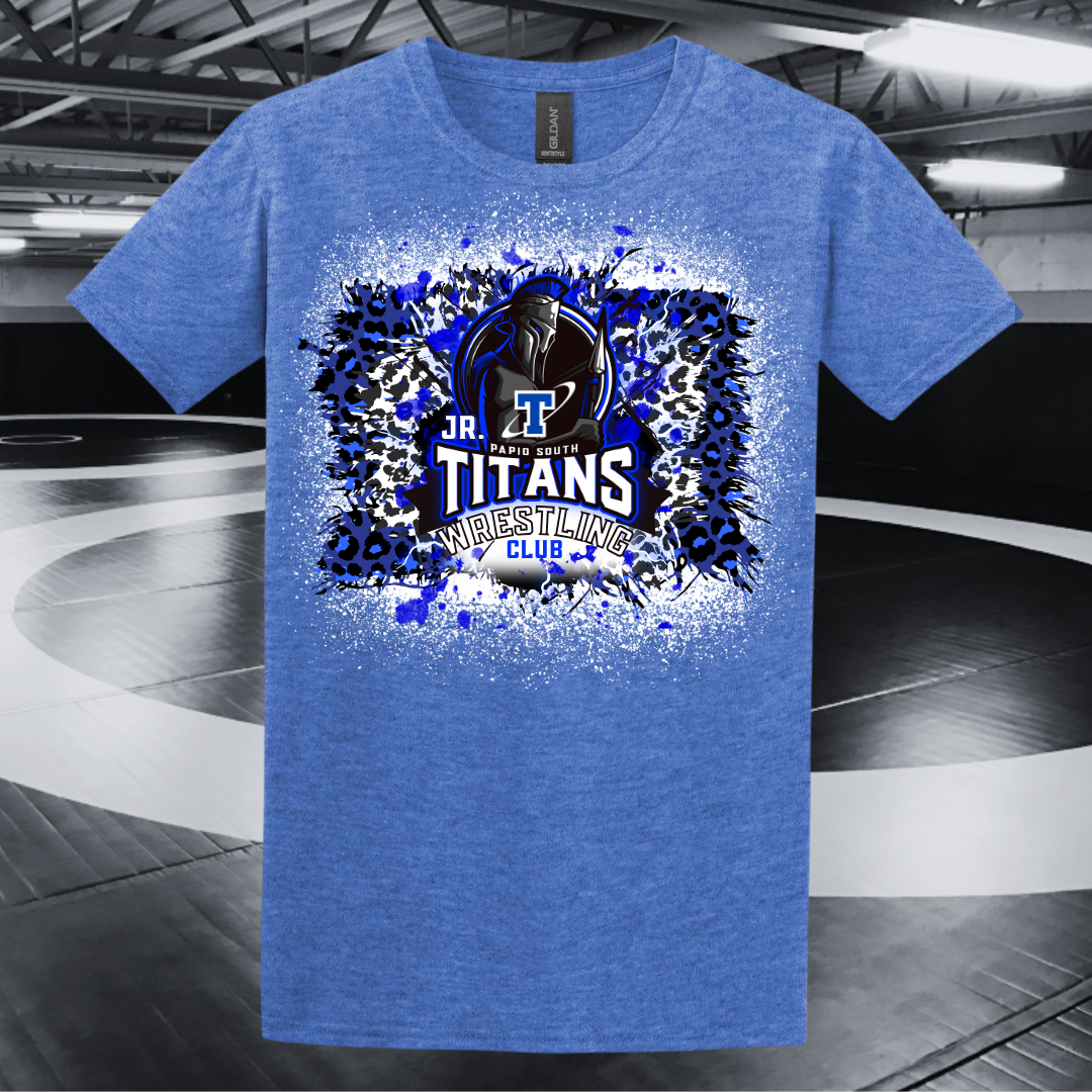 Jr. Titans Wrestling Club Leopard Adult Bleached T-Shirt