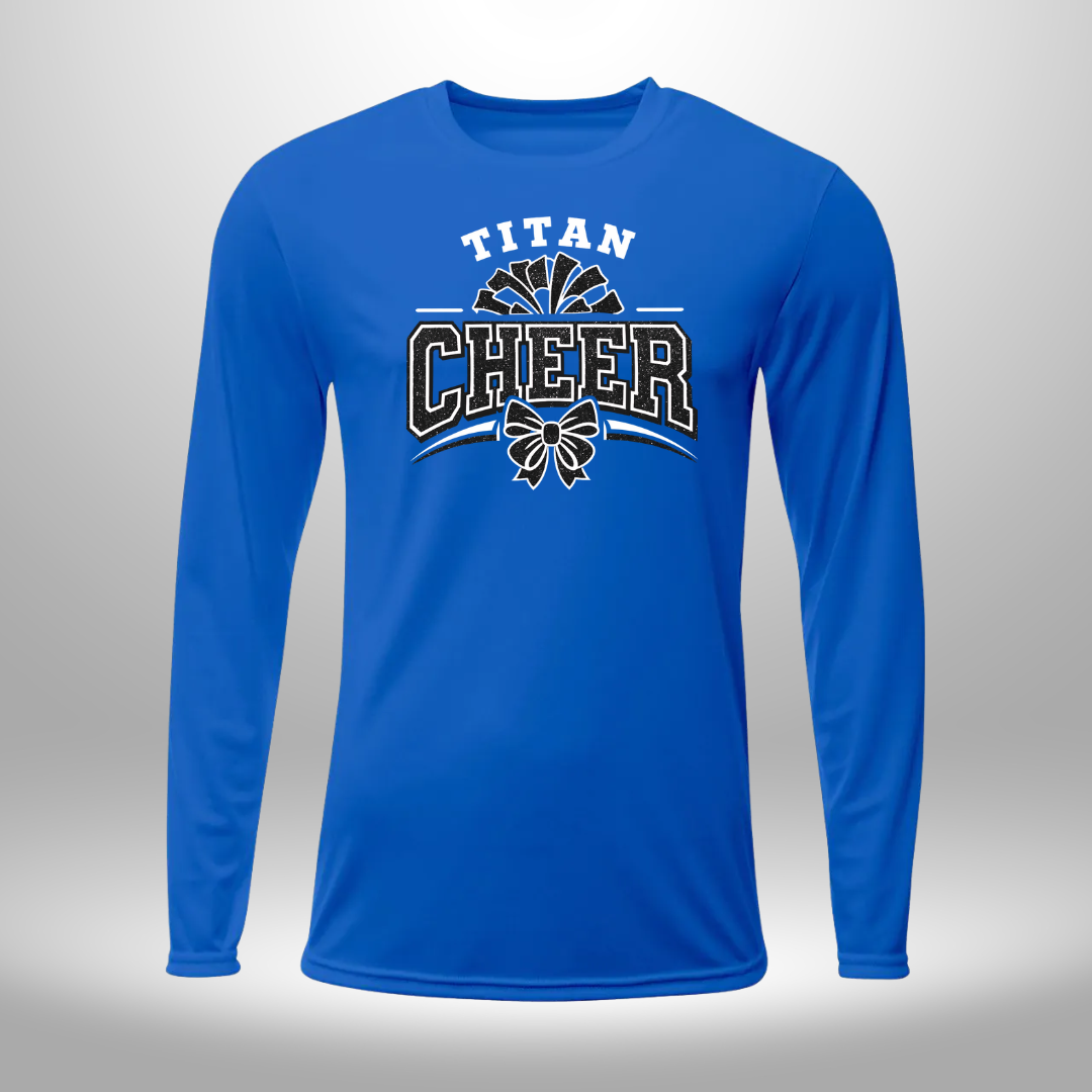PAPILLION TITANS CHEER FAUX GLITTER T-SHIRT, LONG SLEEVE T-SHIRT, SWEATSHIRT, OR HOODIE