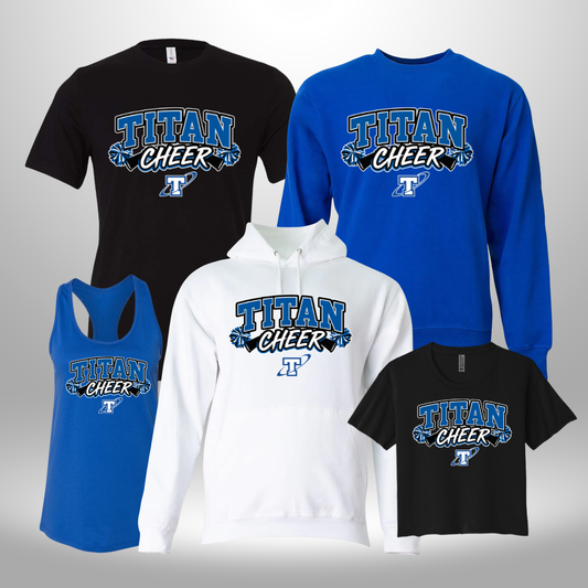 PAPILLION TITANS CHEER T-SHIRT, LONG SLEEVE T-SHIRT, SWEATSHIRT, OR HOODIE