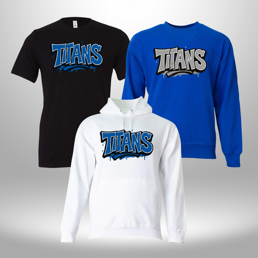 PAPILLION TITANS GRAFFITI T-SHIRT, LONG SLEEVE T-SHIRT, SWEATSHIRT, OR HOODIE