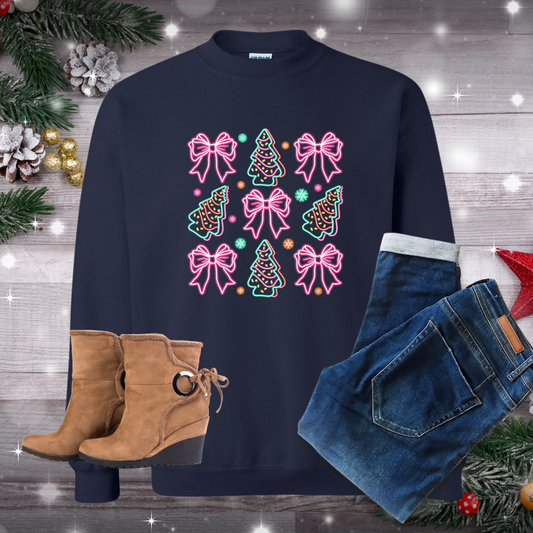 Neon Trees and Bows Crew Neck Sweatshirt