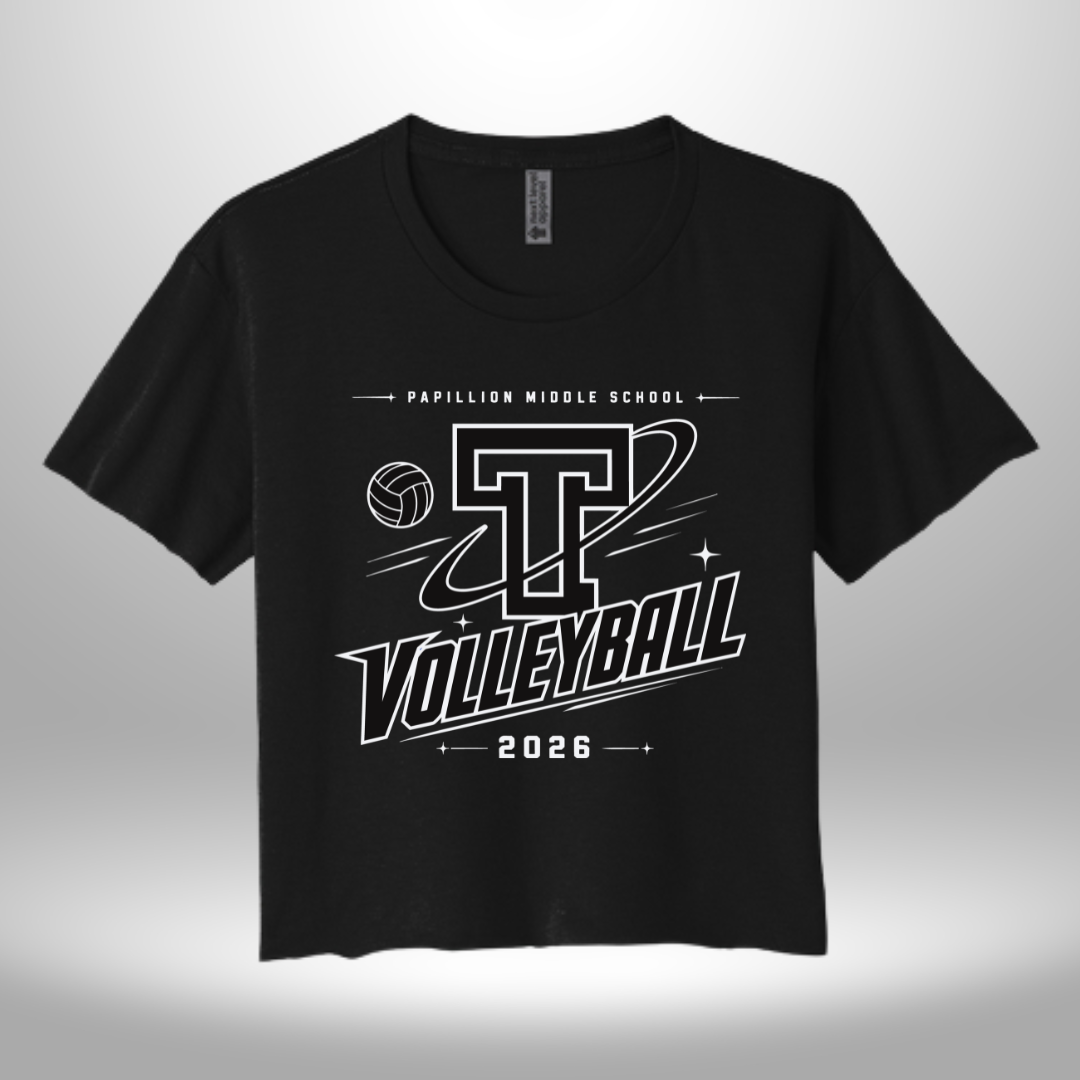 PAPILLION MIDDLE SCHOOL VOLLEYBALL WOMEN'S CROP T-SHIRT