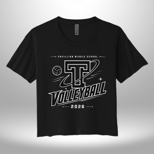 PAPILLION MIDDLE SCHOOL VOLLEYBALL WOMEN'S CROP T-SHIRT
