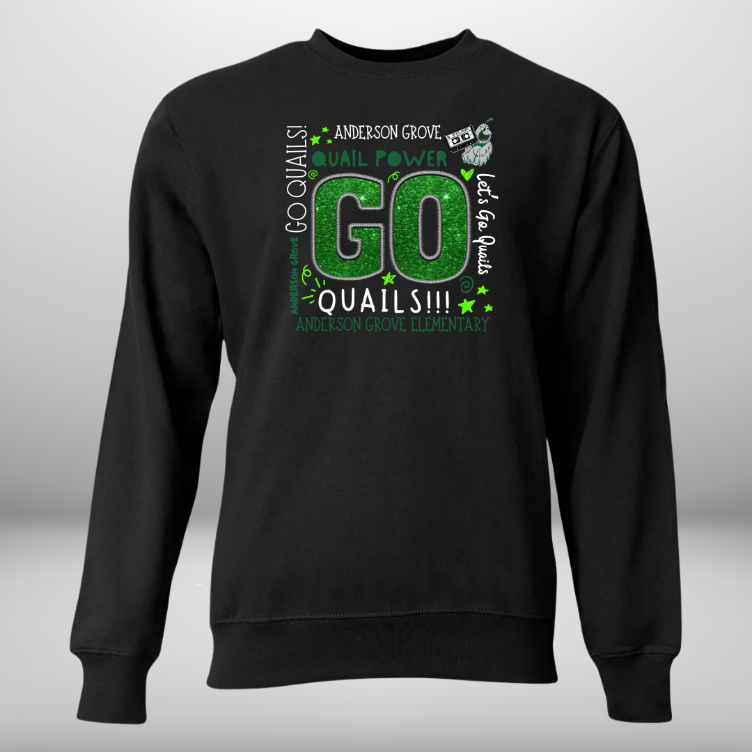 Anderson Grove Elementary School QUAILS T-Shirt, Crew Neck Sweatshirt, & Hoodie - Adult