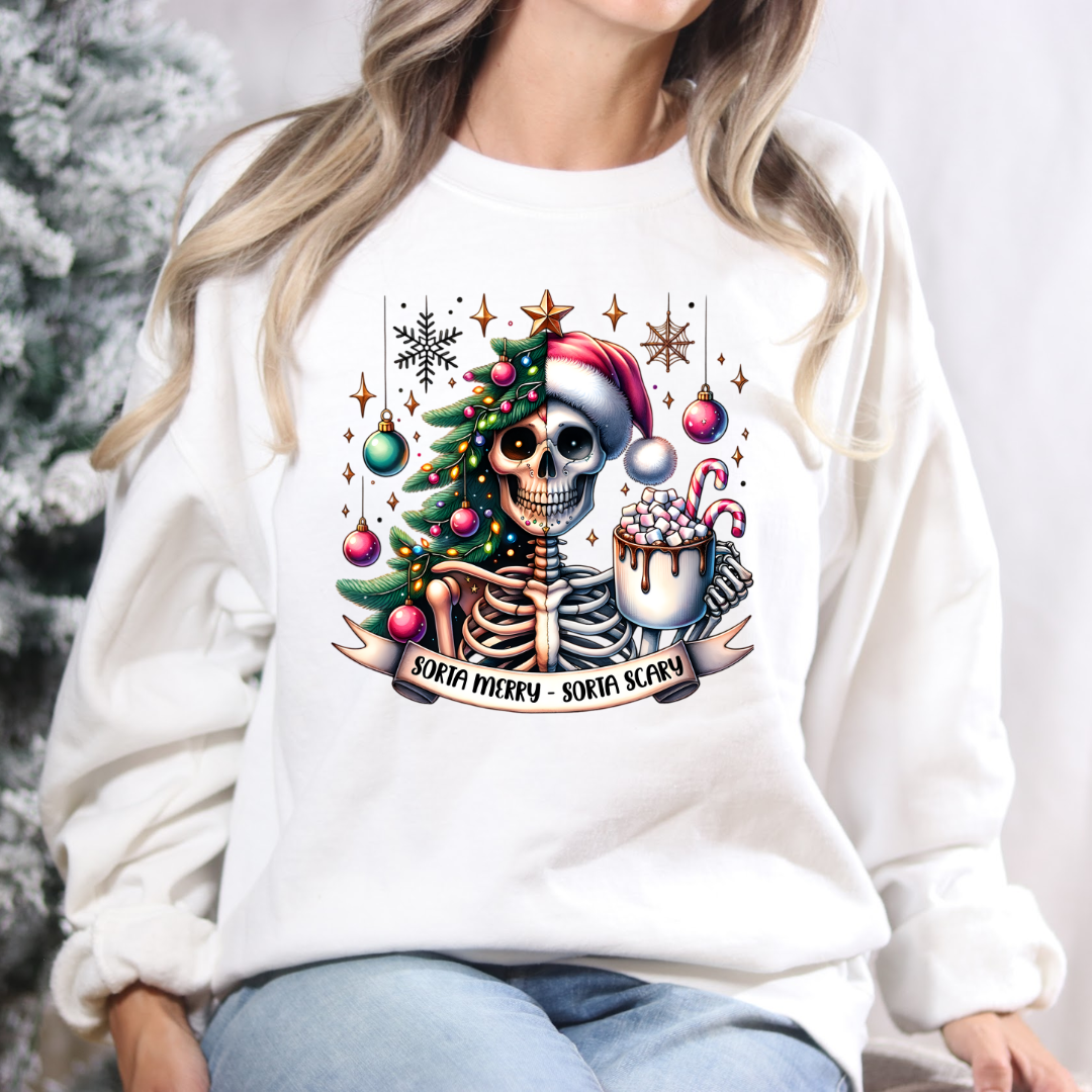 Sorta Merry, Sorta Scary Crew Neck Sweatshirt