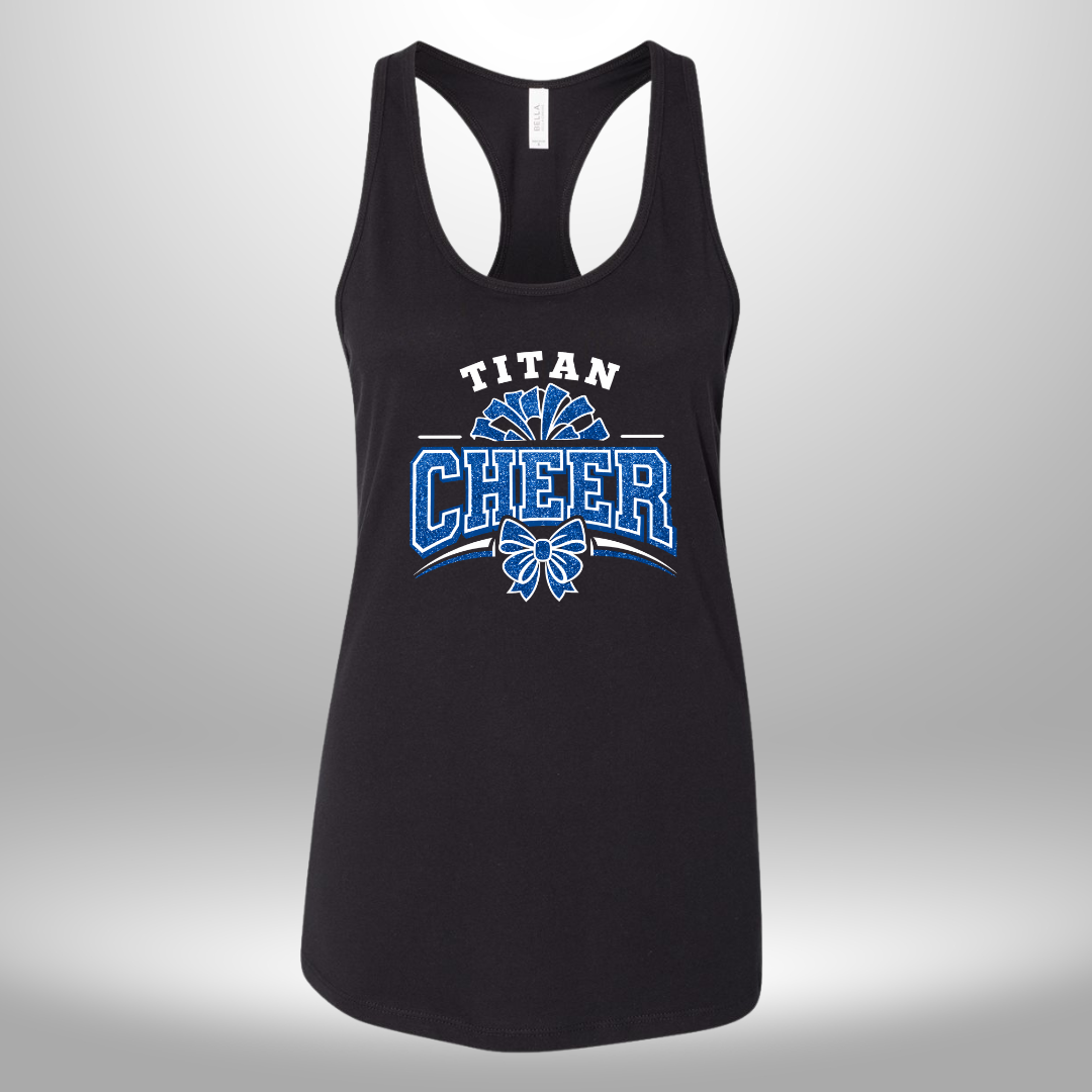 PAPILLION TITANS CHEER FAUX GLITTER T-SHIRT, LONG SLEEVE T-SHIRT, SWEATSHIRT, OR HOODIE