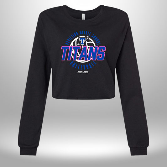 PAPILLION MIDDLE SCHOOL VOLLEYBALL WOMEN'S CROP LONG SLEEVE T-SHIRT