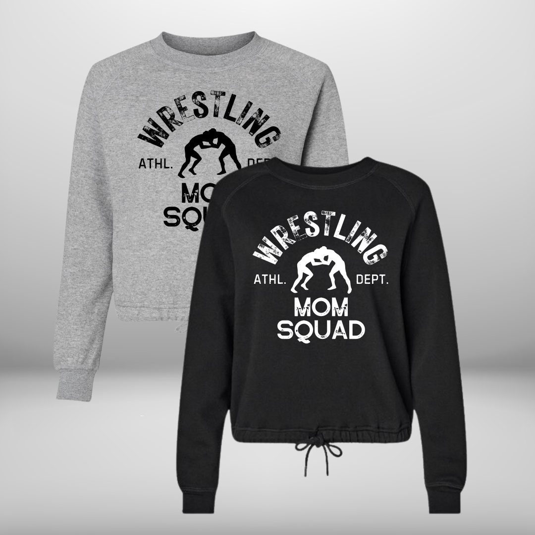 Wrestling Mom Squad Tie Crew Neck Sweatshirt