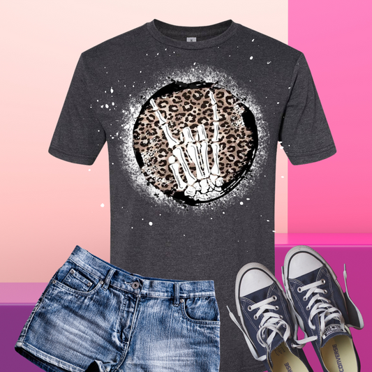Leopard Rock On Bleached T-Shirt