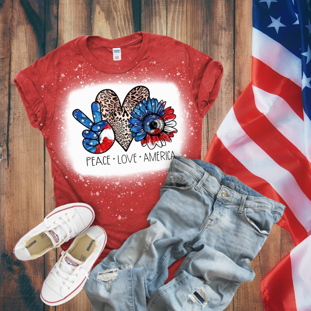Peace, Love, America Bleached T-Shirt