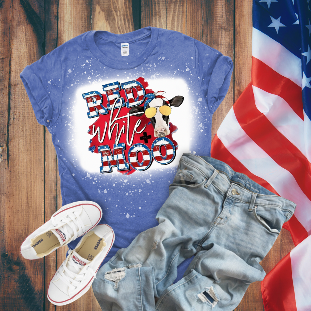 Red, White, & Moo Bleached T-Shirt