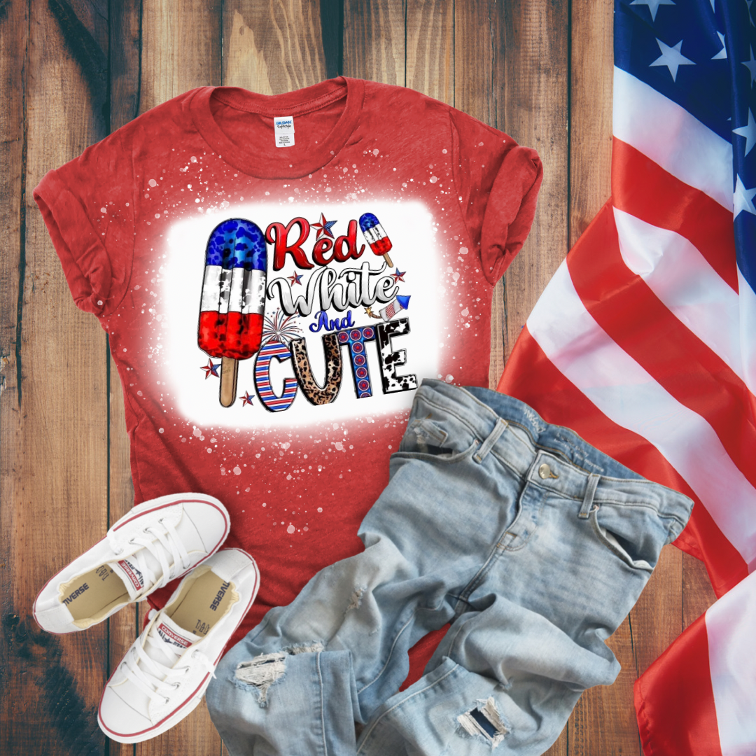 Red, White, & Cute Bleached T-Shirt