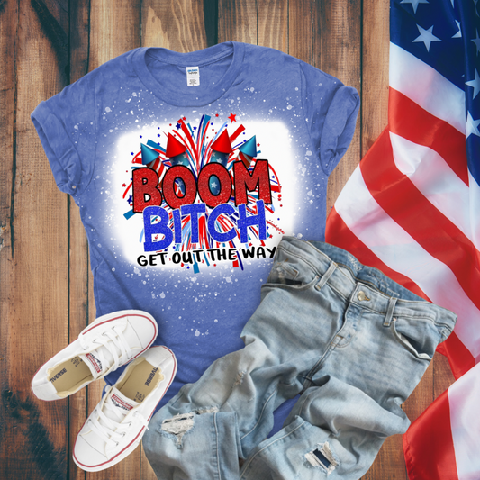 Boom Bitch Fireworks Bleached T-Shirt