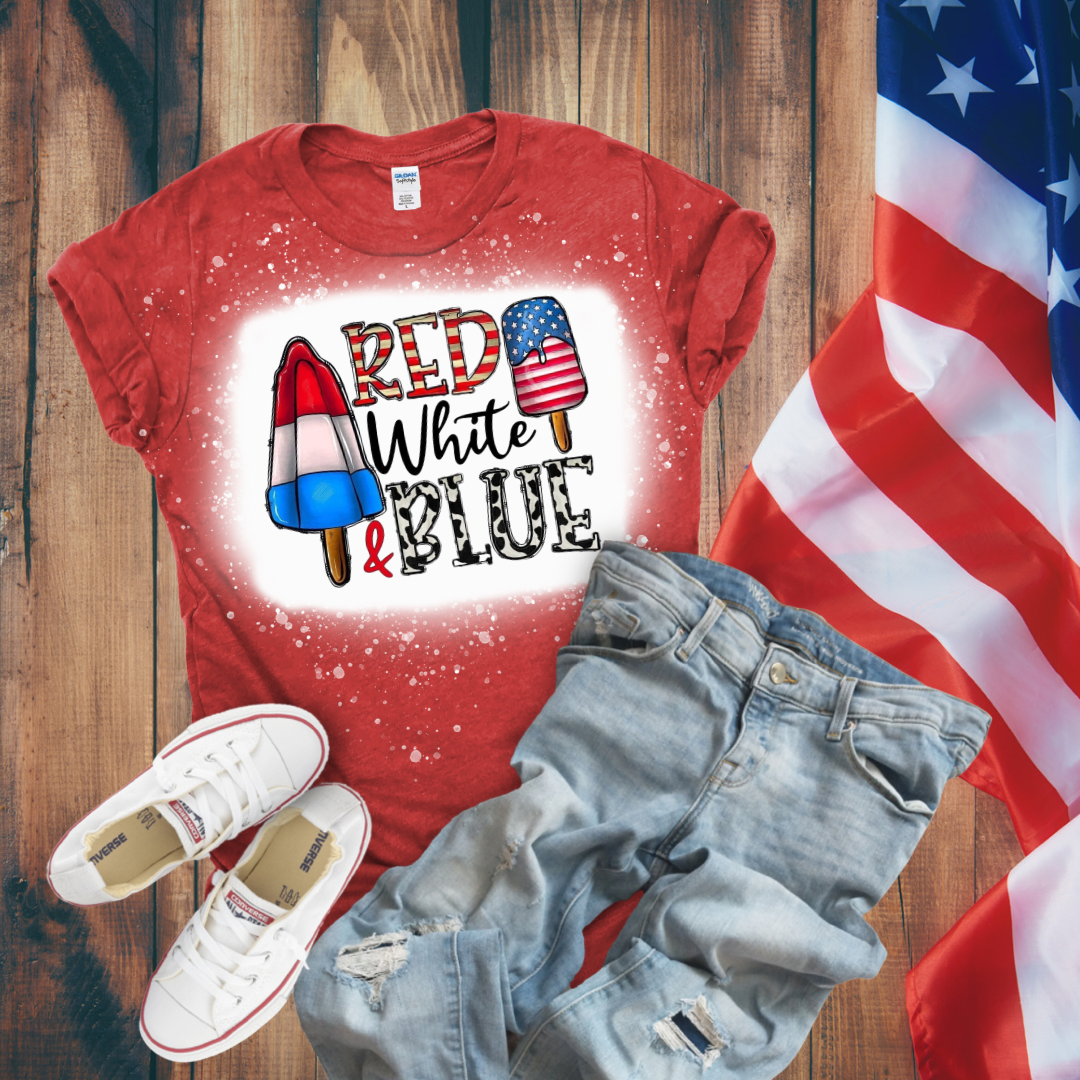 Red, White, & Blue Popsicle Bleached T-Shirt