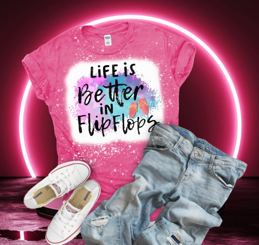 Life is Better in Flip Flops Bleached T-Shirt