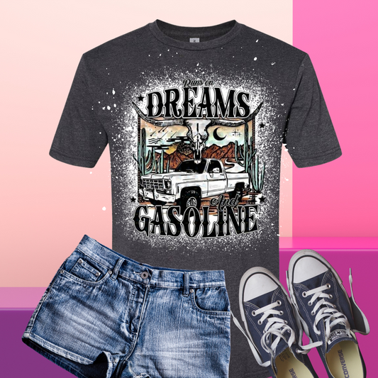 Runs on Dreams and Gasoline Bleached T-Shirt