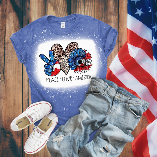 Peace, Love, America Bleached T-Shirt