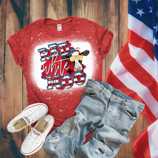 Red, White, & Moo Bleached T-Shirt