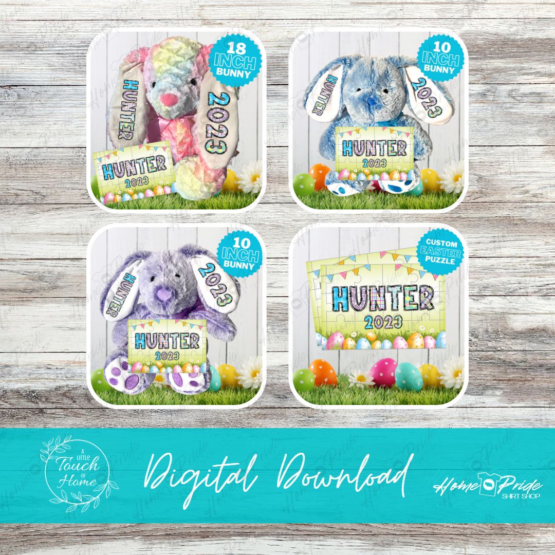 Personalized Easter Bunny & Puzzle Mockup Design Digital Download