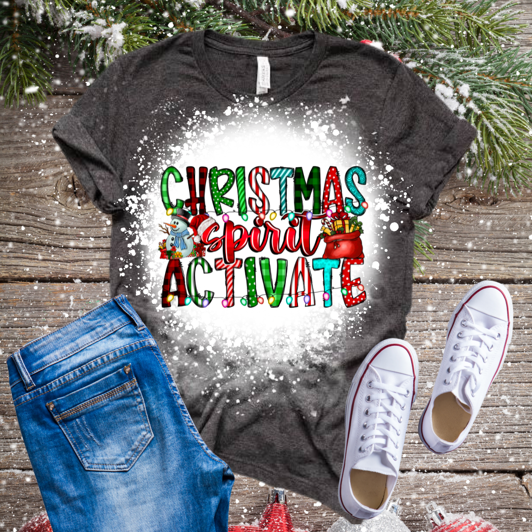 Christmas Spirit Activate Bleached T-Shirt