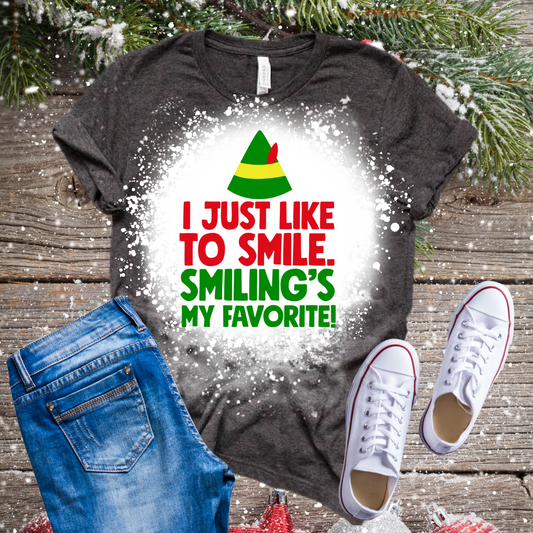 Elf, Smilings My Favorite Bleached T-Shirt