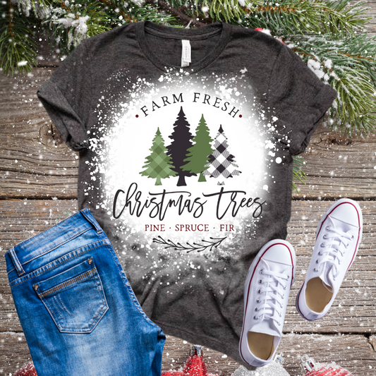 Farm Fresh Christmas Trees Bleached T-Shirt