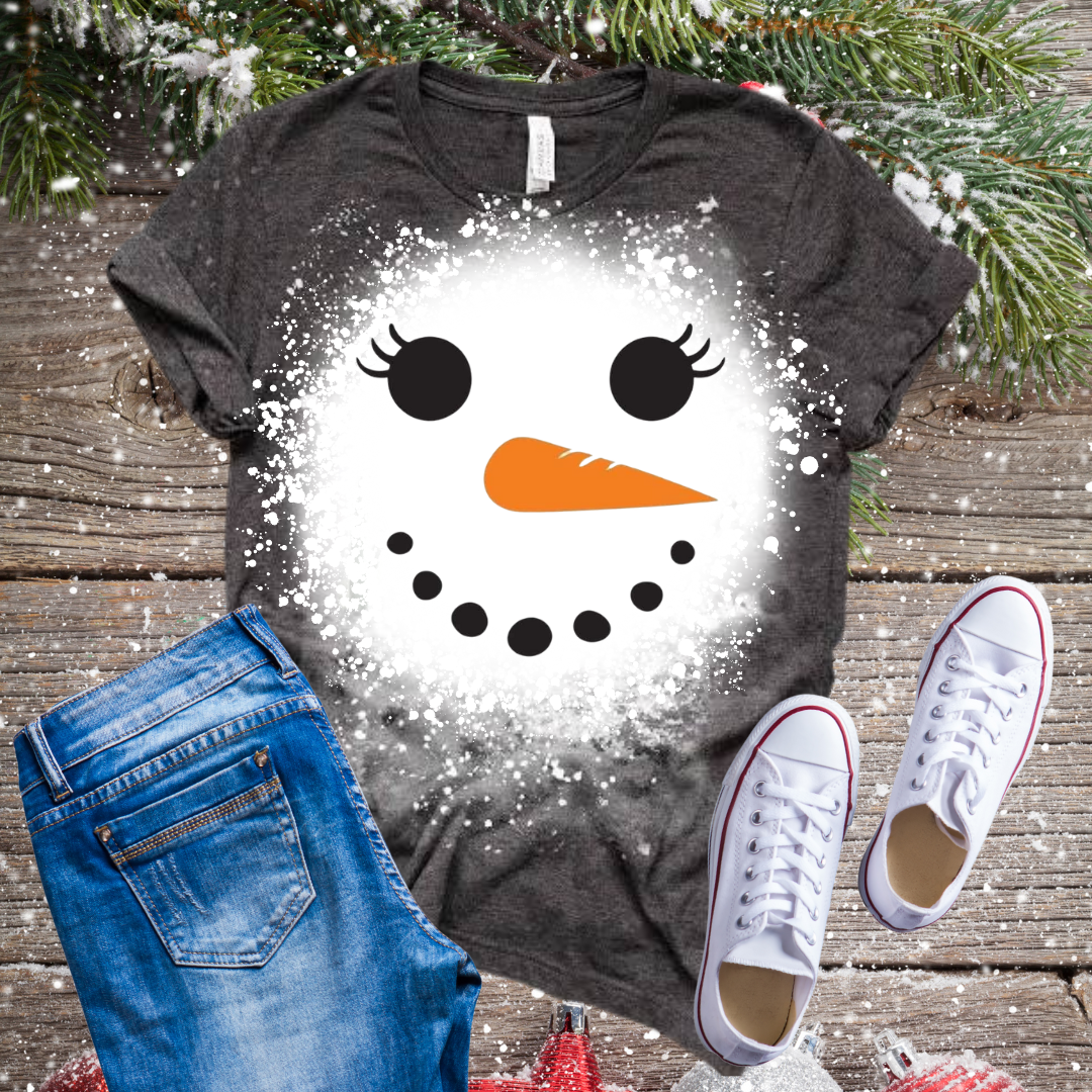 Snowman Face Bleached T-Shirt