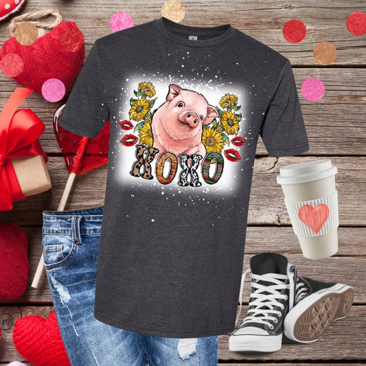 XOXO Pig Bleached T-Shirt