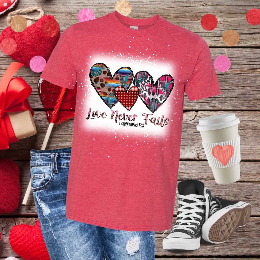 Love Never Fails Bleached T-Shirt