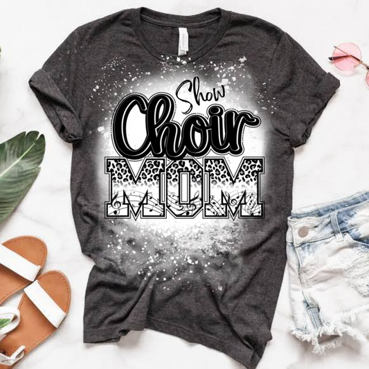Leopard Print Show Choir Mom Music Note Bleached T-Shirt