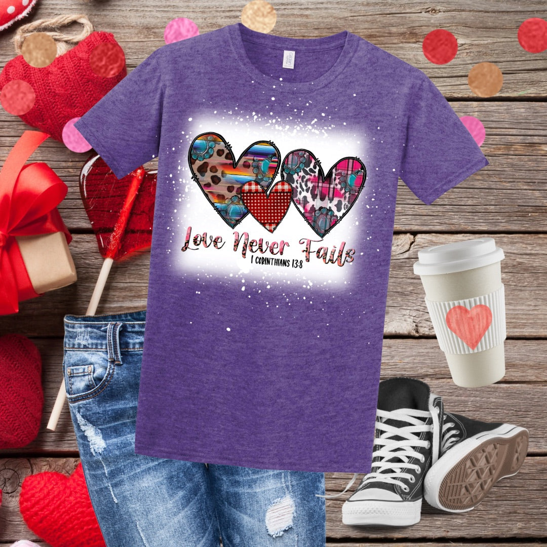 Love Never Fails Bleached T-Shirt