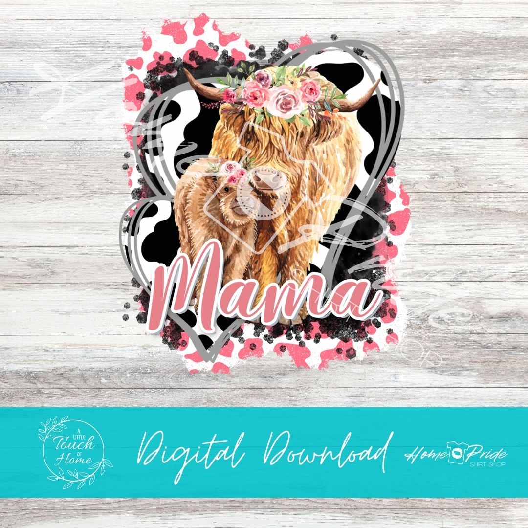 Mama & Mini Matching Highland Cow Complete Sublimation Image Bundle