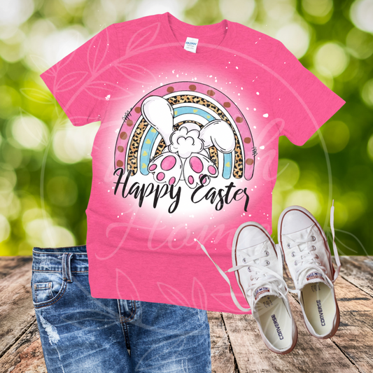 Happy Easter Bunny Booty Bleached T-Shirt