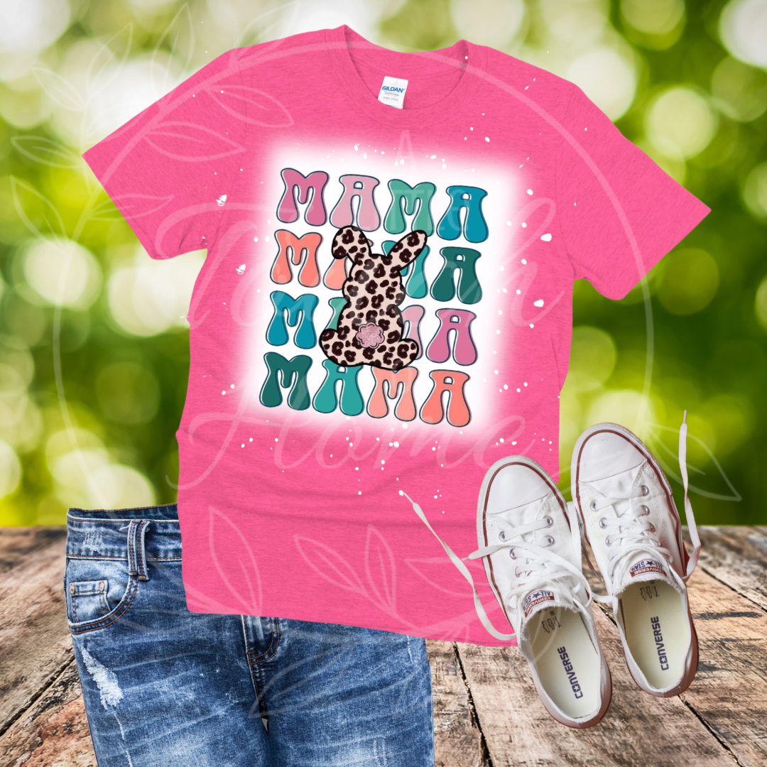 Mama Easter Bunny Bleached T-Shirt