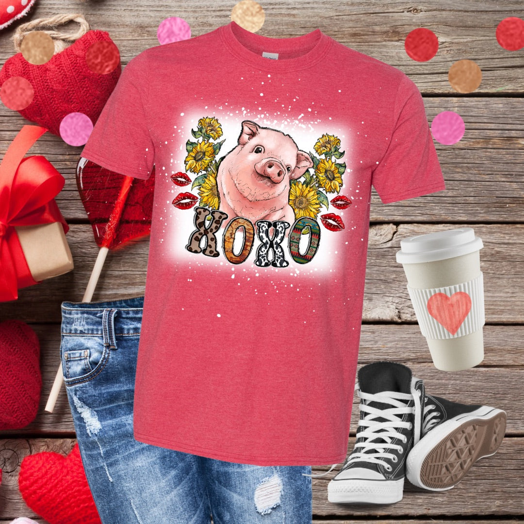 XOXO Pig Bleached T-Shirt